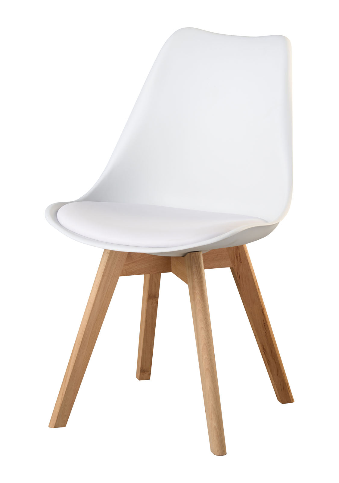 Sedia con cuscino in similpelle e gambe in rovere