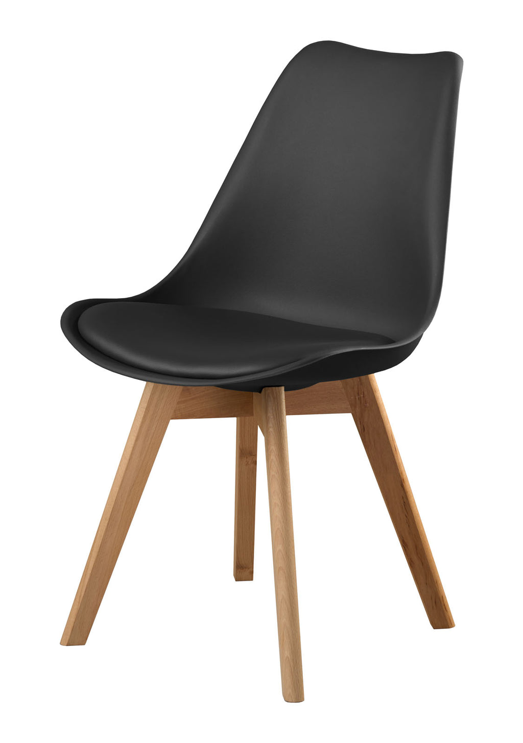 Sedia con cuscino in similpelle e gambe in rovere