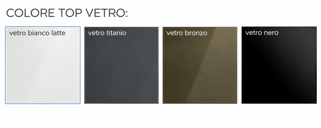Scrivania direzionale con piano in vetro e base in metallo ad anello chiuso