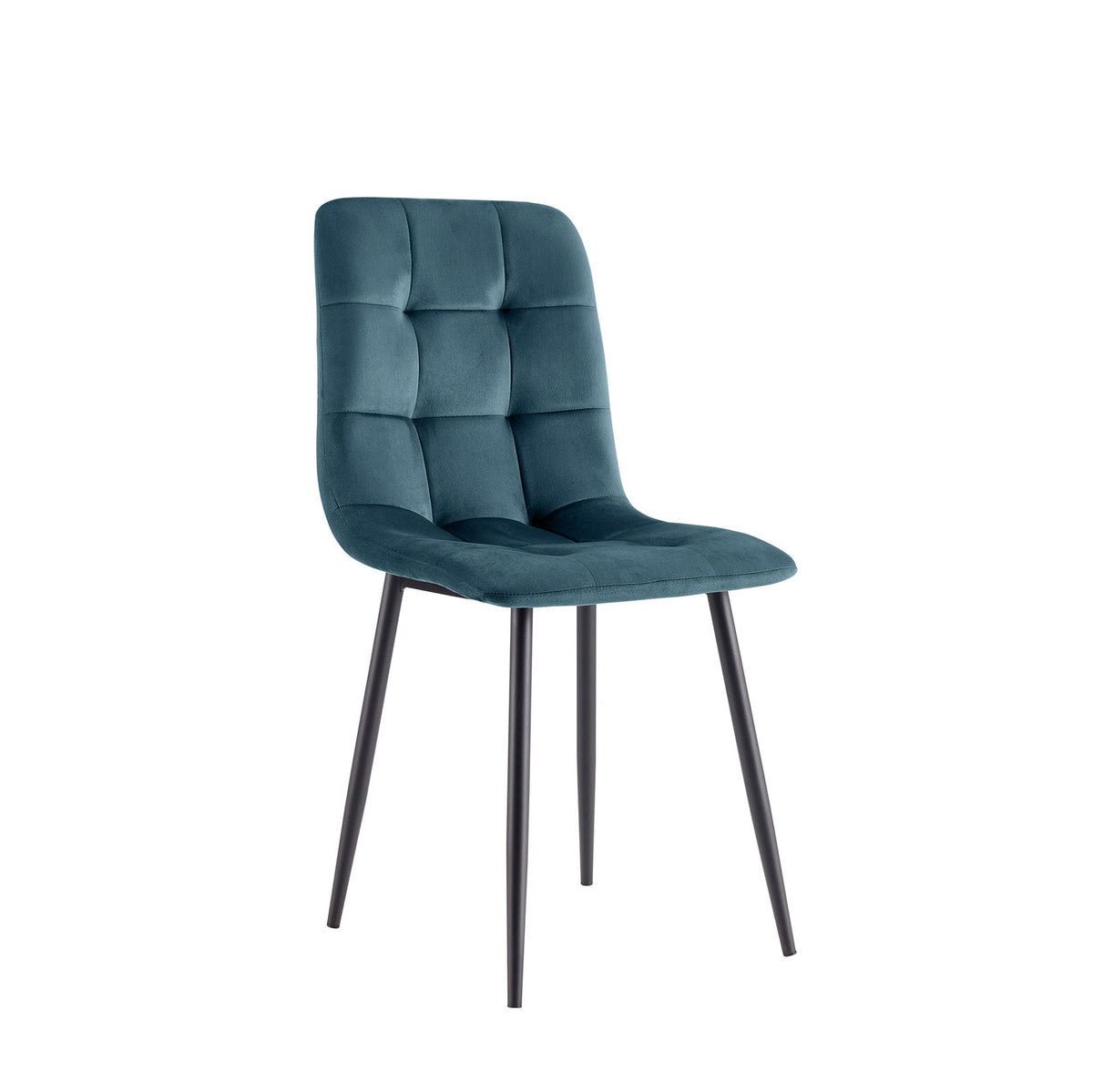 Sedia in velluto con gambe in metallo nero