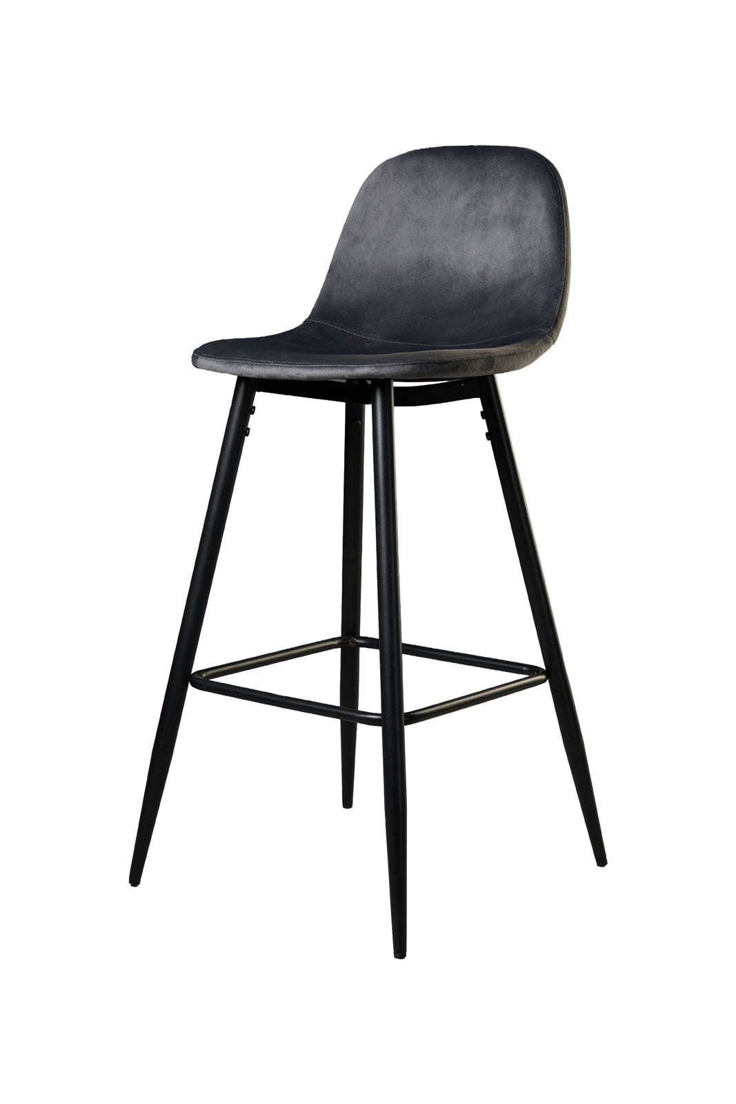 Sgabello in velluto con gambe in metallo nero