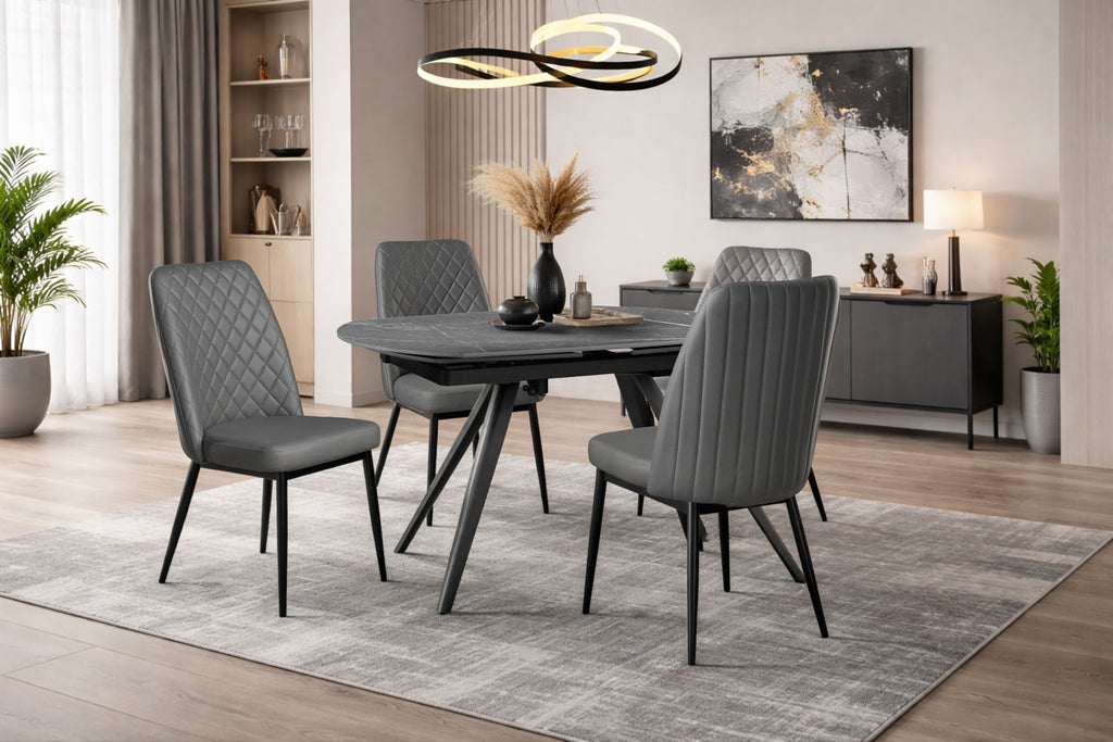 Sedia in microfibra con gambe metallo nero