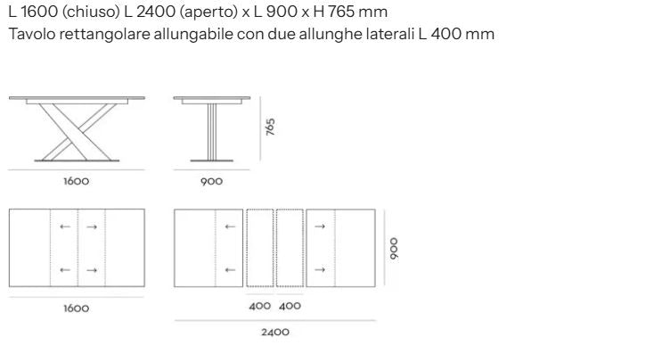 Tavolo allungabile da salotto con gamba diagonale a contrasto