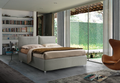 Letto matrimoniale moderno con testiera semplice, disponibile in varie misure, piedini a scelta