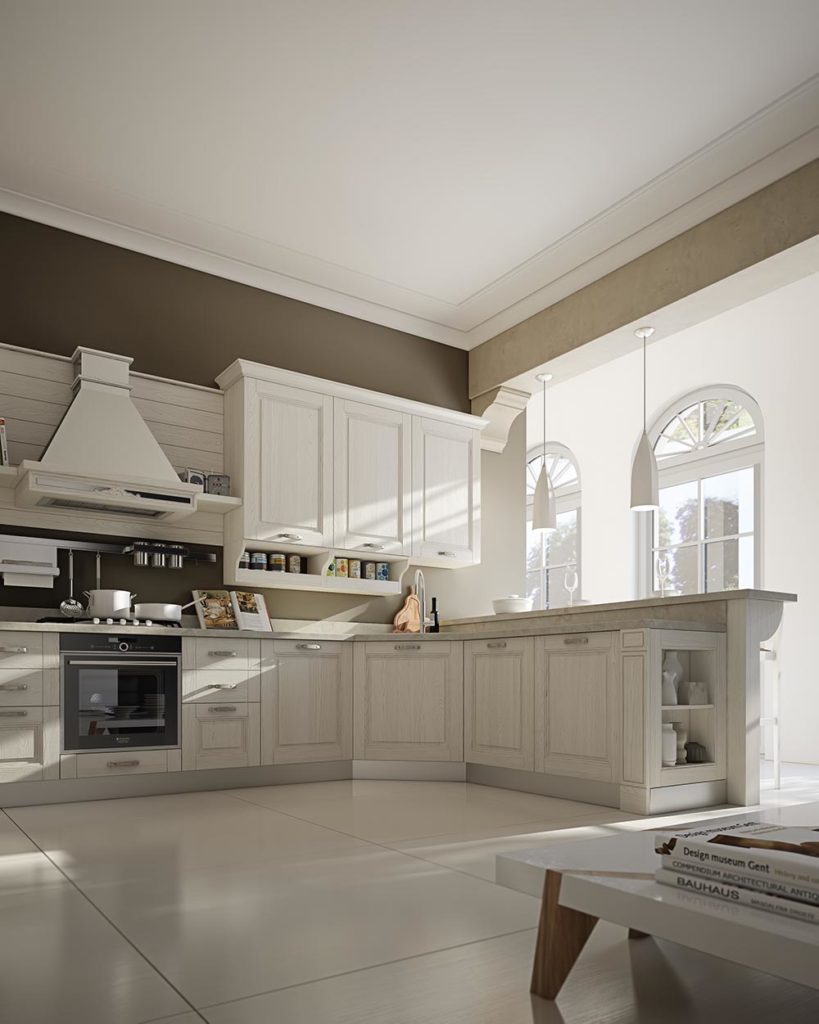 Composizione cucina angolare in stile classico-contemporaneo