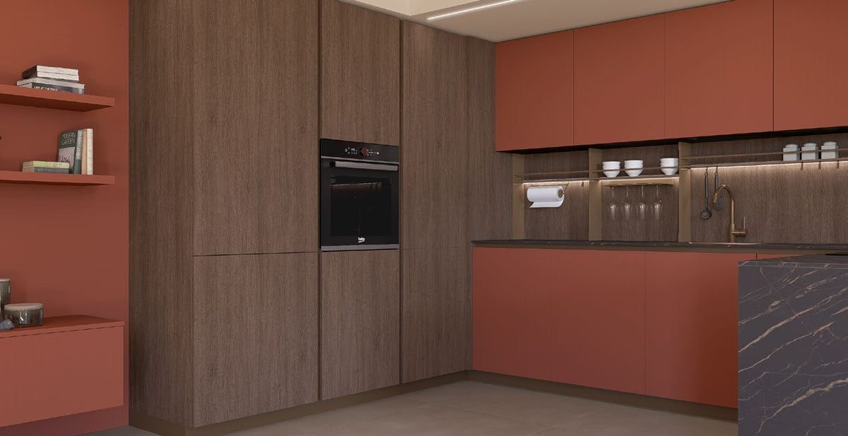 Composizione cucina angolare con base e mensole per zona Living