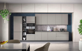 Composizione cucina L. 390 H. 216/240 cm. PVC tortora opaco