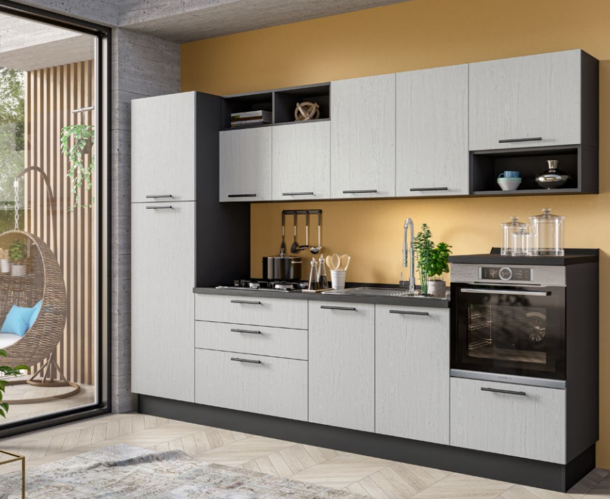 Composizione cucina L. 300 H. 216 Canyon White/antracite