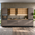Composizione cucina L. 360 H. 216 cm. spatolato bronzo/noce biondo