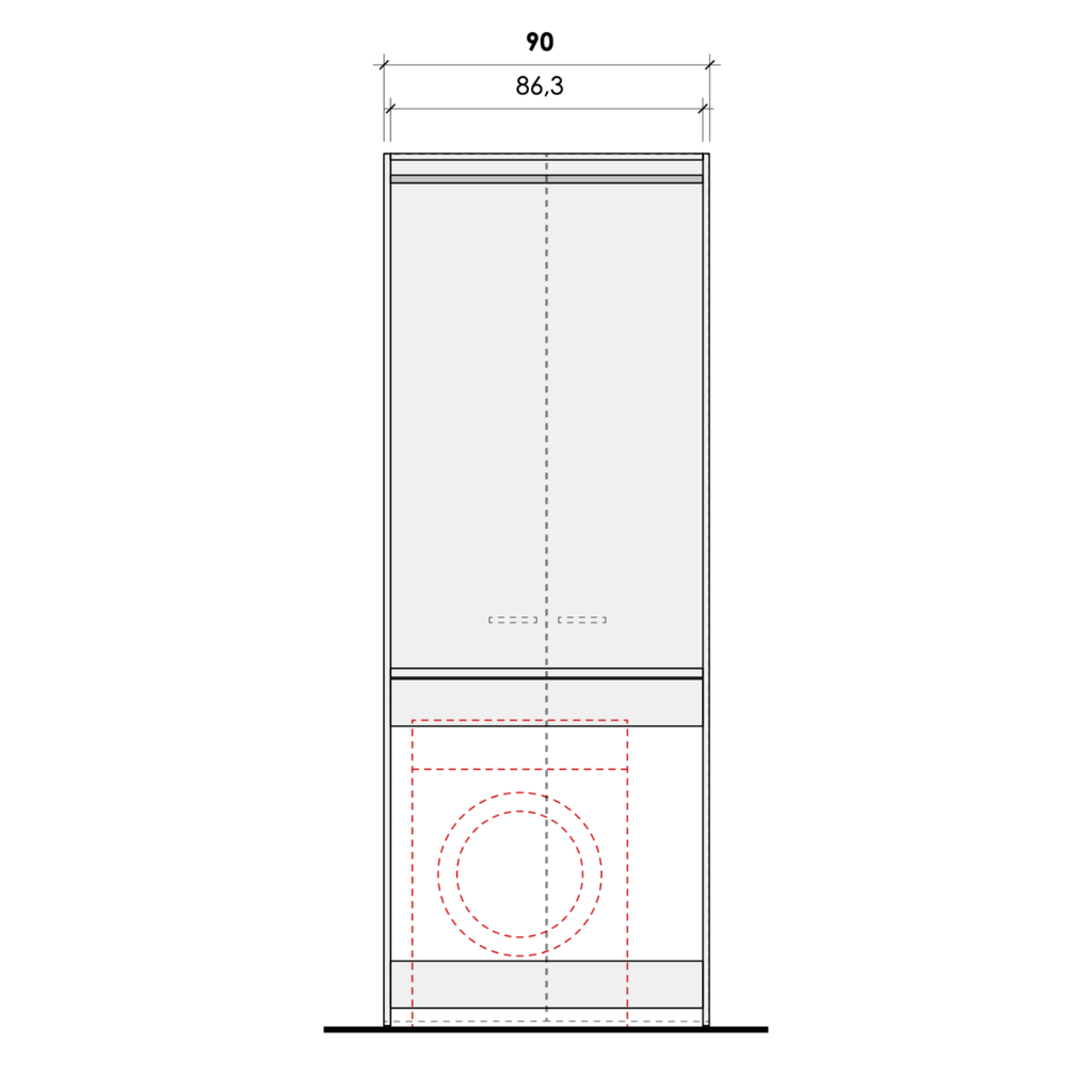 Composizione armadio lavanderia con ripiani interni porta oggetti