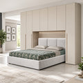 Armadio a ponte 6 ante battenti cashmere con letto c/contenitore imbottito