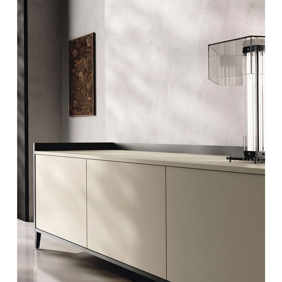 Madia a 3 ante push-pull con top effetto vassoio